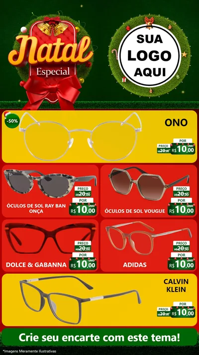 Modelo de TV para TV Vertical com o tema Natal Especial para Óticas