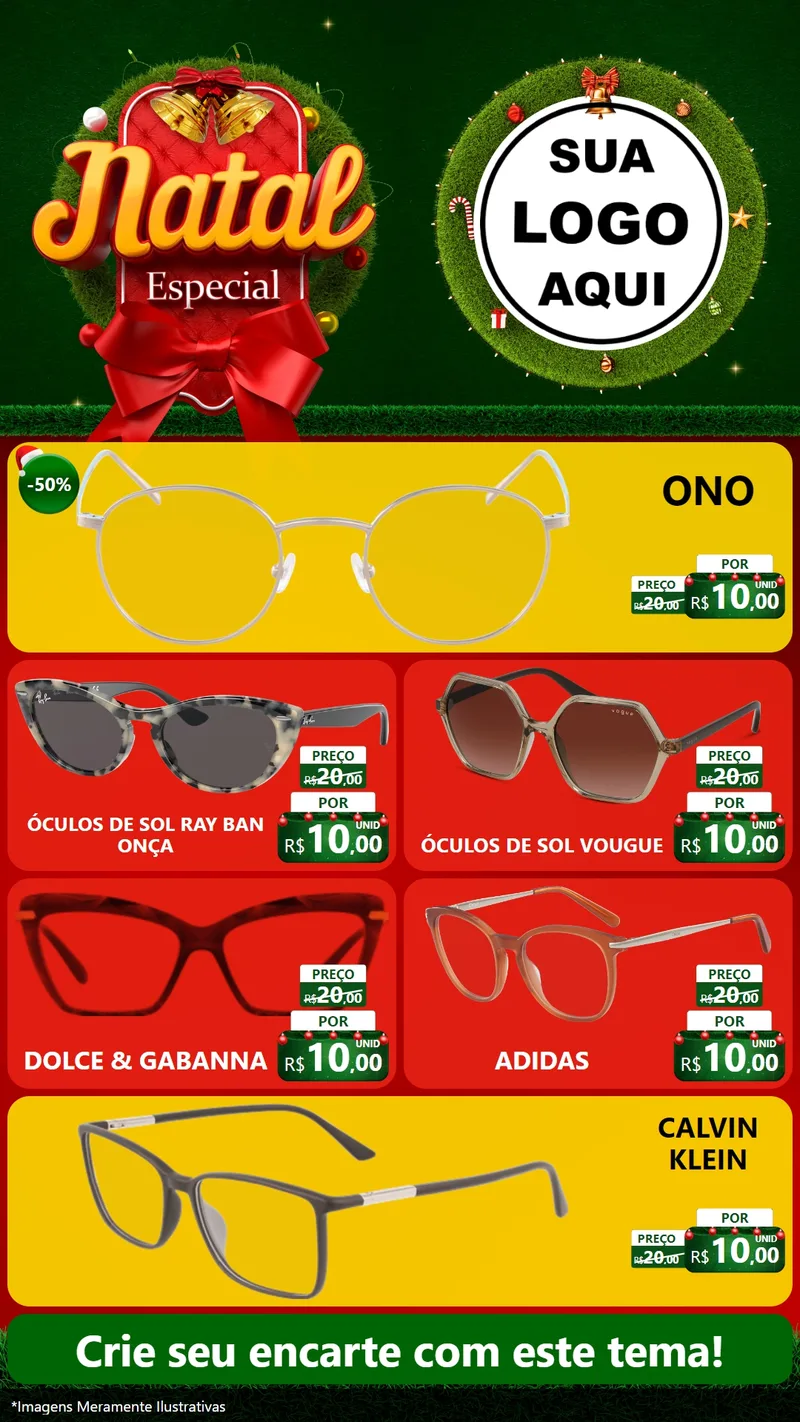 Modelo de TV para TV Vertical com o tema Natal Especial para Óticas