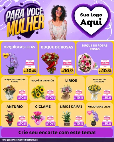 Modelo de Rede Social para Feed Instagram com o tema Para Você, Mulher para Floricultura e jardim