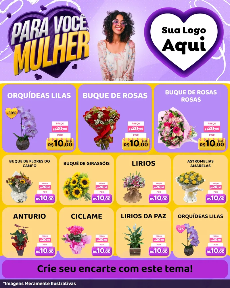 Modelo de Rede Social para Feed Instagram com o tema Para Você, Mulher para Floricultura e jardim