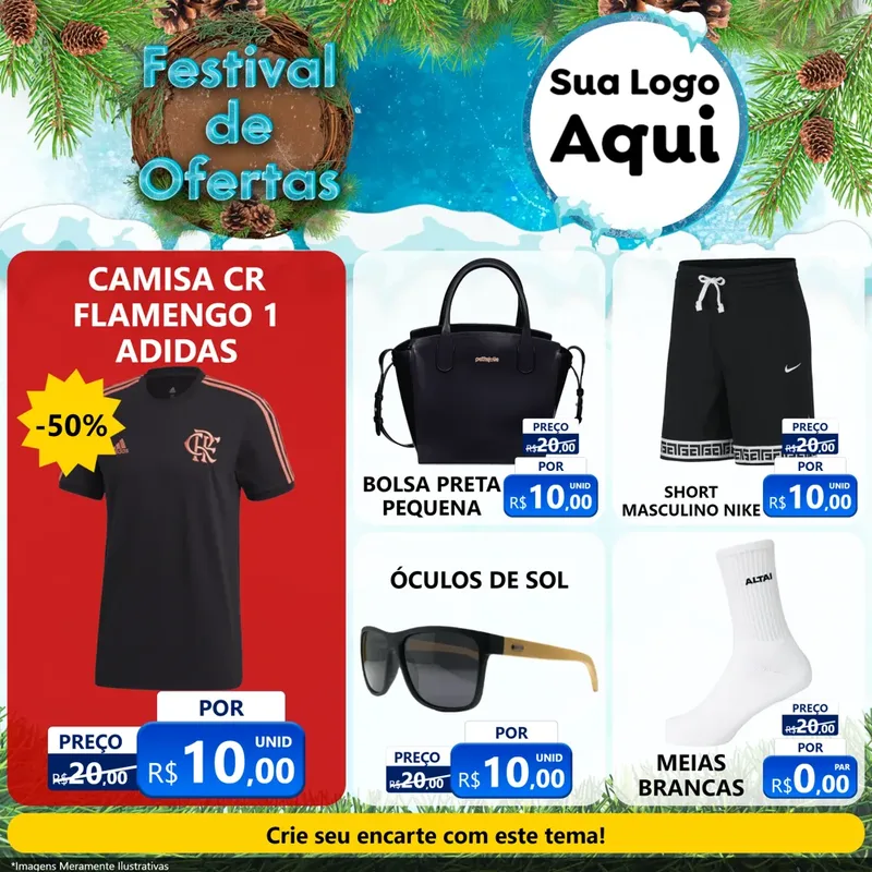 Modelo de Rede Social para Feed Facebook com o tema Festival de Ofertas - Inverno para Roupas e acessórios