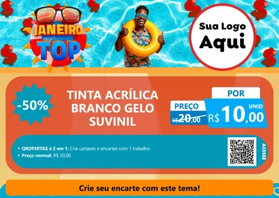 Modelo de Cartaz para Cartaz A4 Horizontal com o tema Janeiro Top para Tintas e Ferramentas
