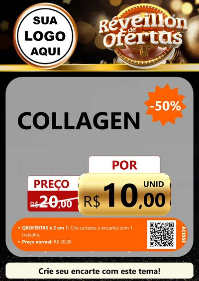 Modelo de Cartaz para Cartaz A4 Vertical com o tema Réveillon de Ofertas para Suplementos alimentares