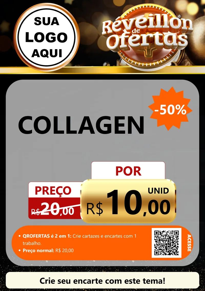 Modelo de Cartaz para Cartaz A4 Vertical com o tema Réveillon de Ofertas para Suplementos alimentares