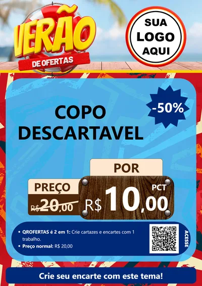 Modelo de Cartaz para Cartaz A4 Vertical com o tema Verão de Ofertas para Embalagens