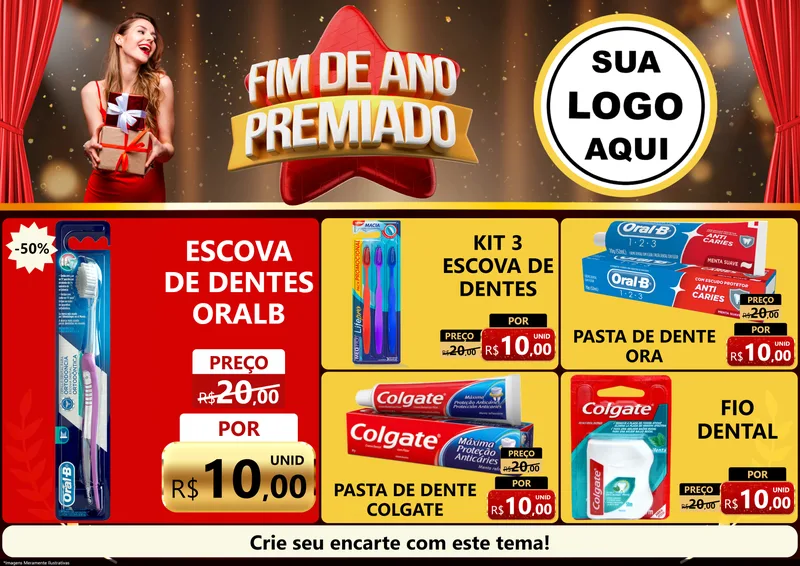 Modelo de Encarte para Encarte A4 Horizontal com o tema Fim de Ano Premiado para Higiene Pessoal