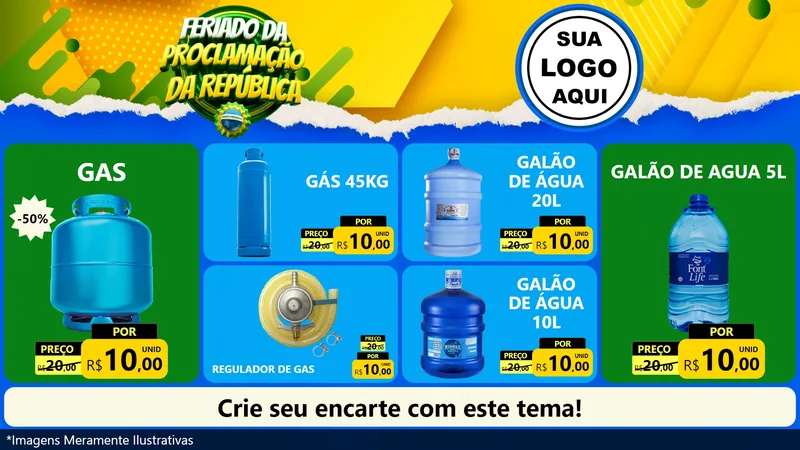 Modelo de TV para TV Horizontal com o tema Feriado da Proclamação da República para Água e gás