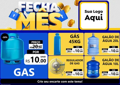 Modelo de Encarte para Encarte A4 Horizontal com o tema Fecha Mês para Água e gás