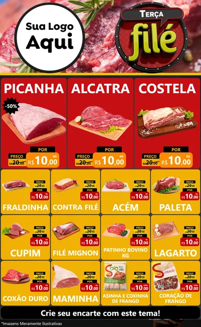 Modelo de Encarte para Encarte Grande com o tema Terça Filé para Açougue