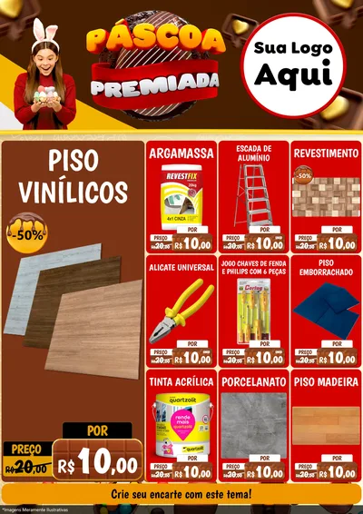 Modelo de Encarte para Encarte A4 Vertical com o tema Páscoa Premiada para Material para Construção