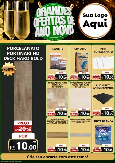 Modelo de Encarte para Encarte A4 Vertical com o tema Grandes Ofertas de Ano Novo para Pisos e revestimentos