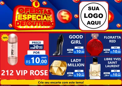 Modelo de Encarte para Encarte A4 Horizontal com o tema Ofertas Especiais de Outubro para Perfumes