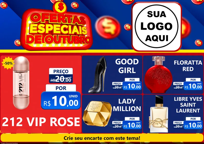 Modelo de Encarte para Encarte A4 Horizontal com o tema Ofertas Especiais de Outubro para Perfumes