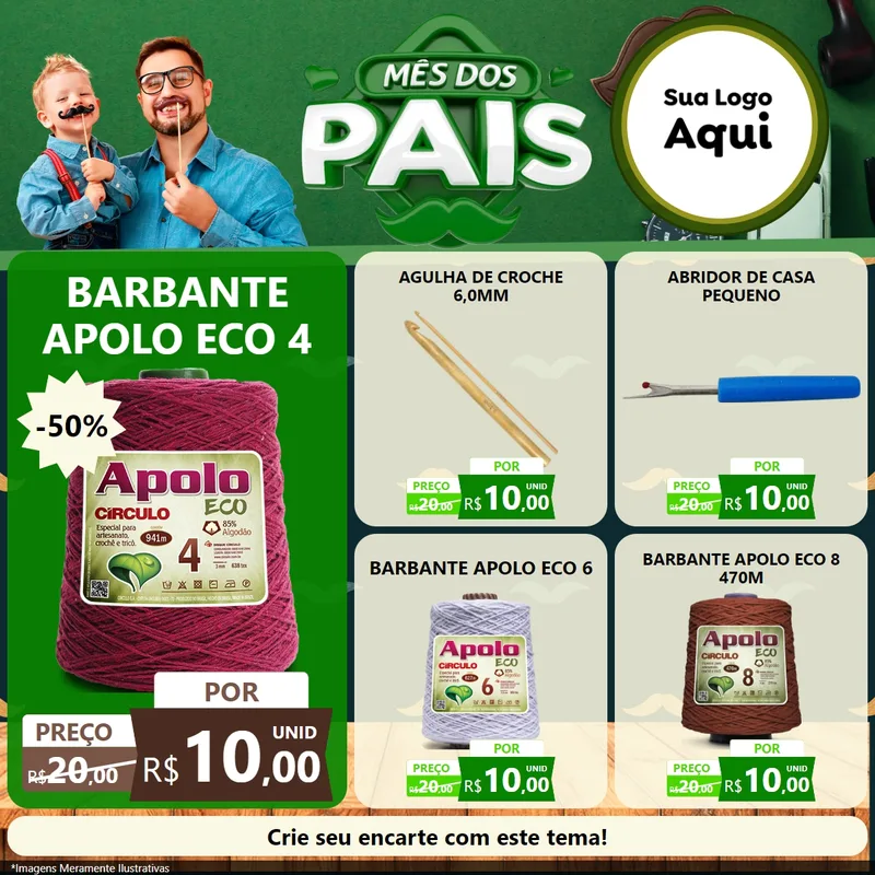 Modelo de Rede Social para Feed Facebook com o tema Mês dos Pais para Armarinho e Aviamentos