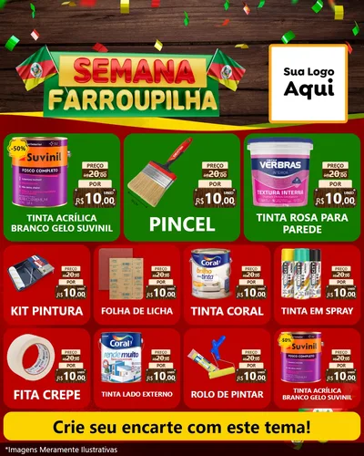 Modelo de Rede Social para Feed Instagram com o tema Semana Farroupilha para Tintas e Ferramentas