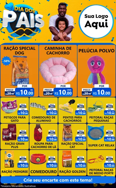Modelo de Encarte para Encarte Grande com o tema Dia dos Pais para Pet Shop