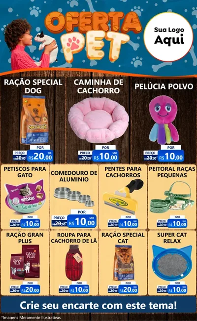 Modelo de Encarte para Encarte Grande com o tema Oferta Pet para Pet Shop