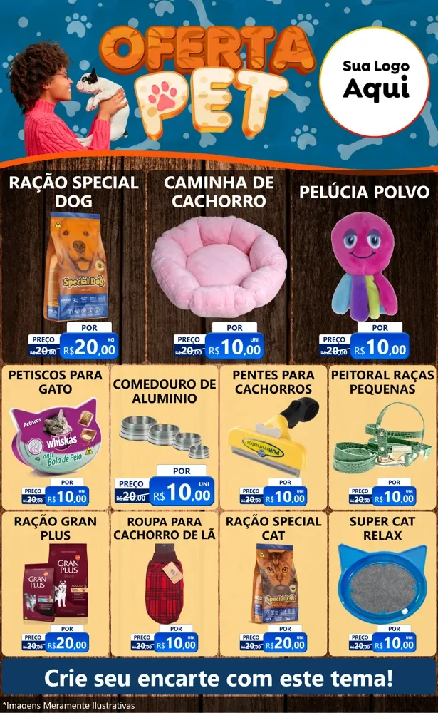 Modelo de Encarte para Encarte Grande com o tema Oferta Pet para Pet Shop