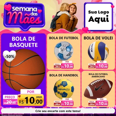 Modelo de Rede Social para Feed Facebook com o tema Semana das Mães para Artigos Esportivos