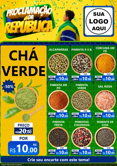 Modelo de Encarte para Encarte A4 Vertical com o tema Proclamação da República para Produtos Naturais