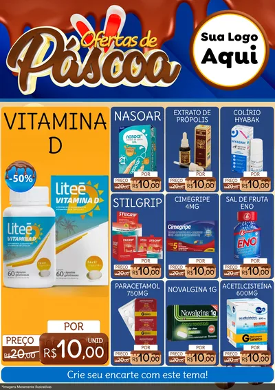 Modelo de Encarte para Encarte A4 Vertical com o tema Ofertas de Páscoa para Farmácia