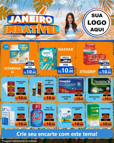 Modelo de Rede Social para Feed Instagram com o tema Janeiro Imbatível para Farmácia