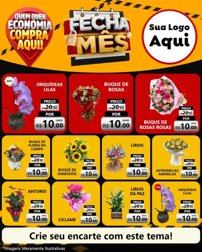 Modelo de Rede Social para Feed Instagram com o tema Fecha Mês para Floricultura e jardim
