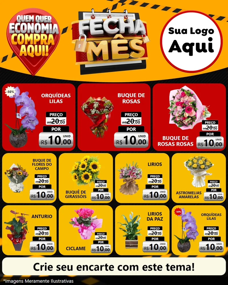 Modelo de Rede Social para Feed Instagram com o tema Fecha Mês para Floricultura e jardim