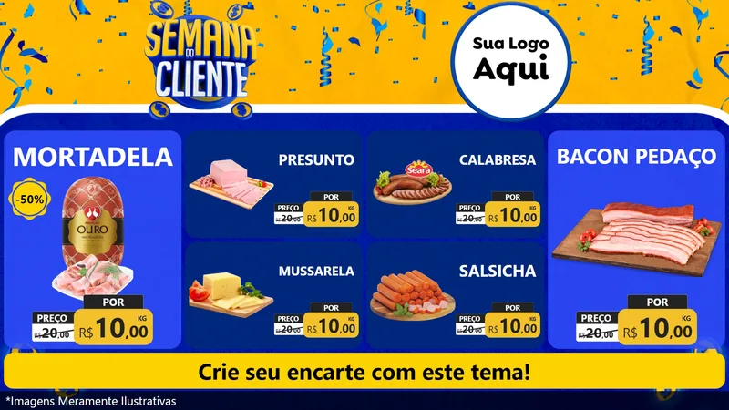 Modelo de TV para TV Horizontal com o tema Semana do Cliente para Frios e Laticínios