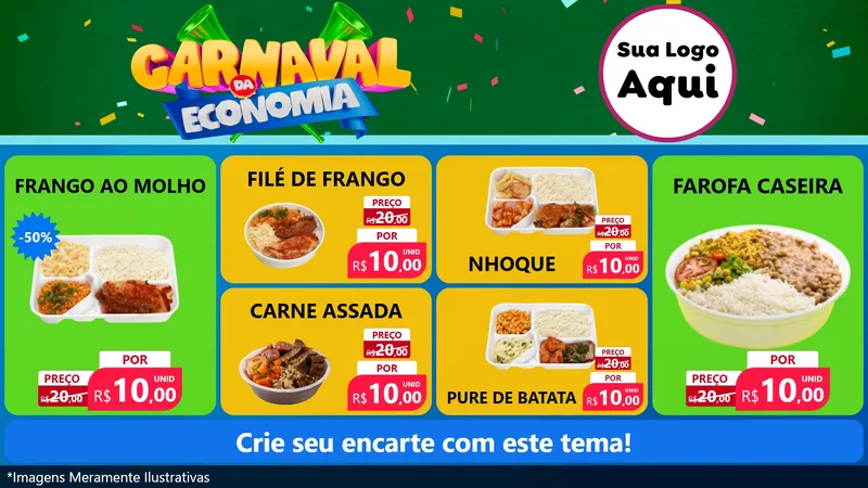 Modelo de TV para TV Horizontal com o tema Carnaval da Economia para Restaurante