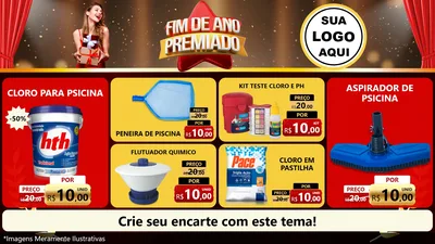 Modelo de TV para TV Horizontal com o tema Fim de Ano Premiado para Produtos para Piscina
