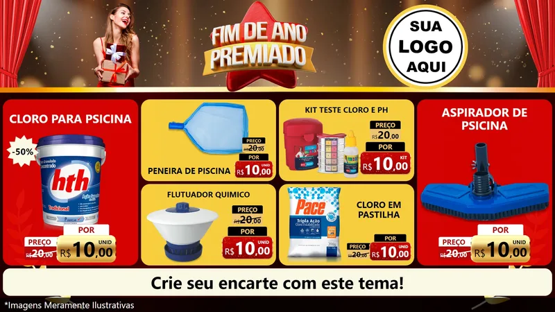 Modelo de TV para TV Horizontal com o tema Fim de Ano Premiado para Produtos para Piscina