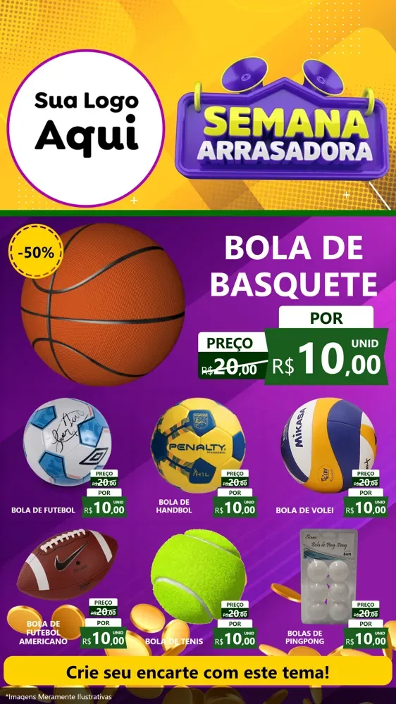Modelo de Rede Social para Stories com o tema Semana Arrasadora para Artigos Esportivos