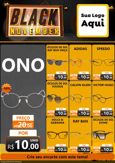 Modelo de Encarte para Encarte A4 Vertical com o tema Black November para Óticas