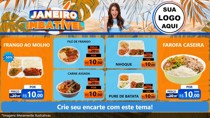 Modelo de TV para TV Horizontal com o tema Janeiro Imbatível para Restaurante