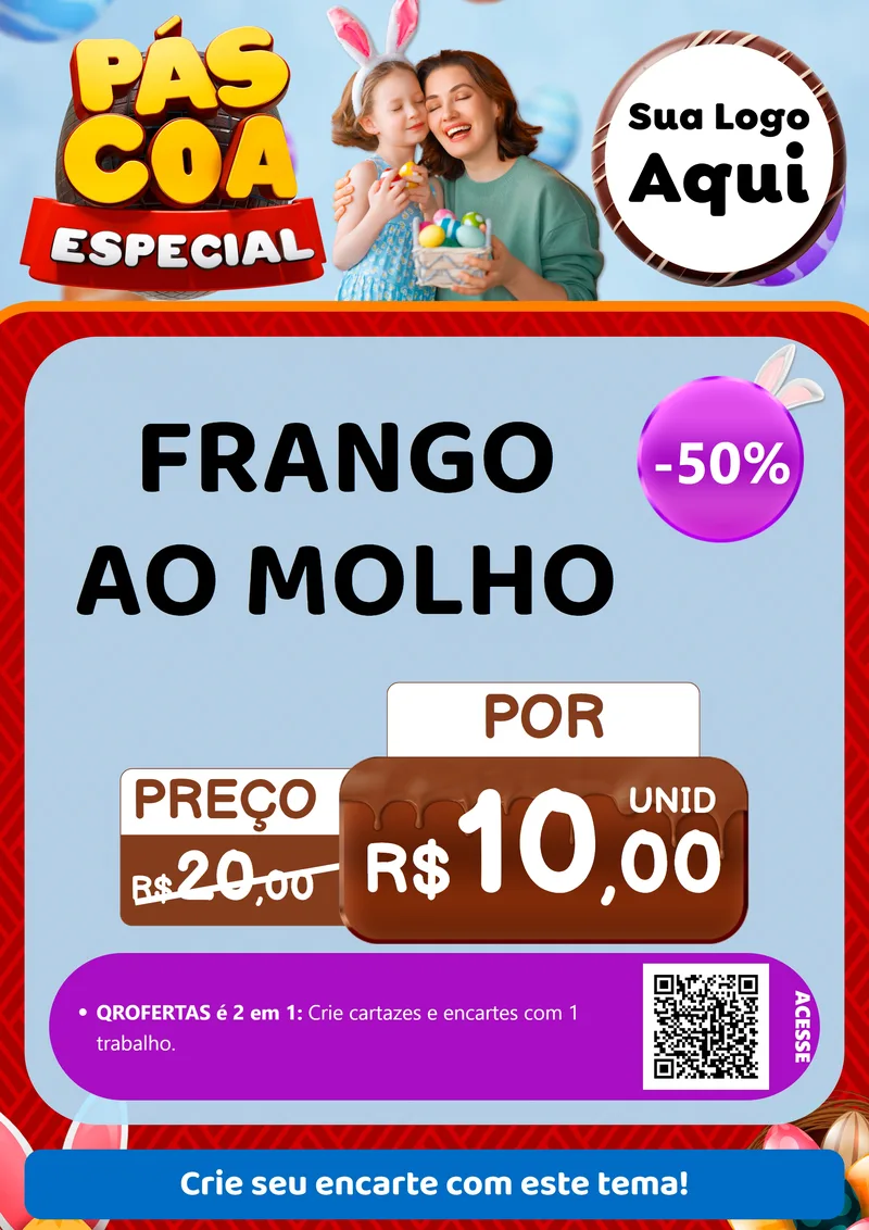 Modelo de Cartaz para Cartaz A4 Vertical com o tema Páscoa Especial para Restaurante