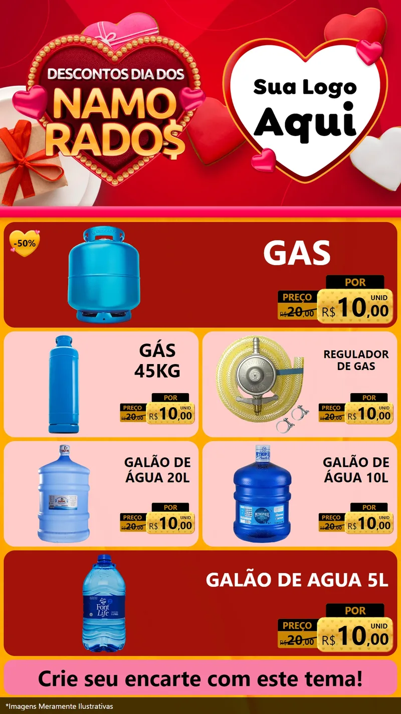 Modelo de TV para TV Vertical com o tema Descontos Dia dos Namorados para Água e gás