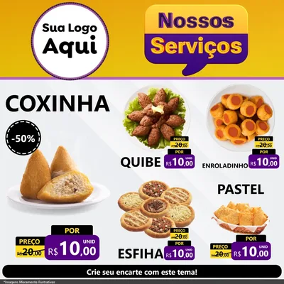 Modelo de Rede Social para Feed Facebook com o tema Nossos Serviços para Salgadaria
