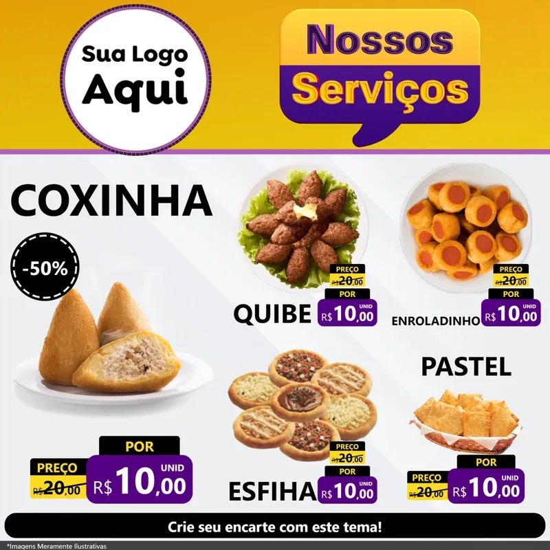 Modelo de Rede Social para Feed Facebook com o tema Nossos Serviços para Salgadaria