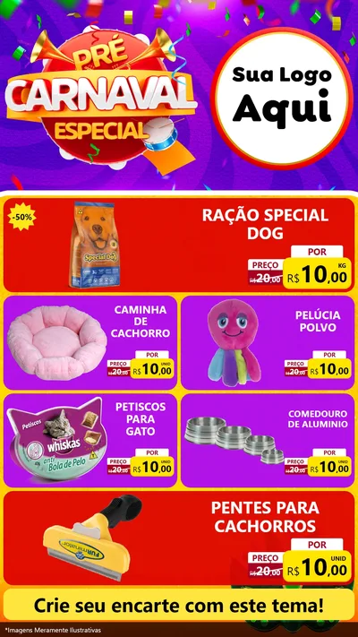 Modelo de TV para TV Vertical com o tema Pré-Carnaval Especial para Pet Shop