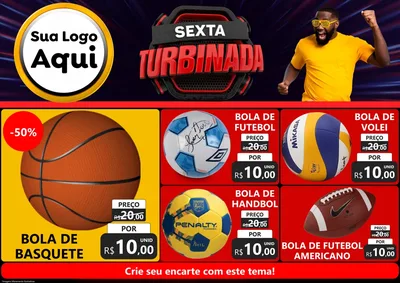 Modelo de Encarte para Encarte A4 Horizontal com o tema Sexta Turbinada para Artigos Esportivos