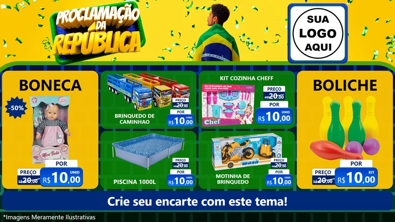 Modelo de TV para TV Horizontal com o tema Proclamação da República para Brinquedos