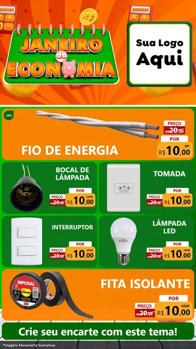 Modelo de TV para TV Vertical com o tema Janeiro da Economia para Materiais Elétricos