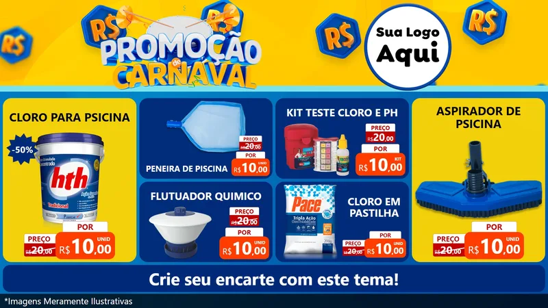 Modelo de TV para TV Horizontal com o tema Promoção de Carnaval para Produtos para Piscina
