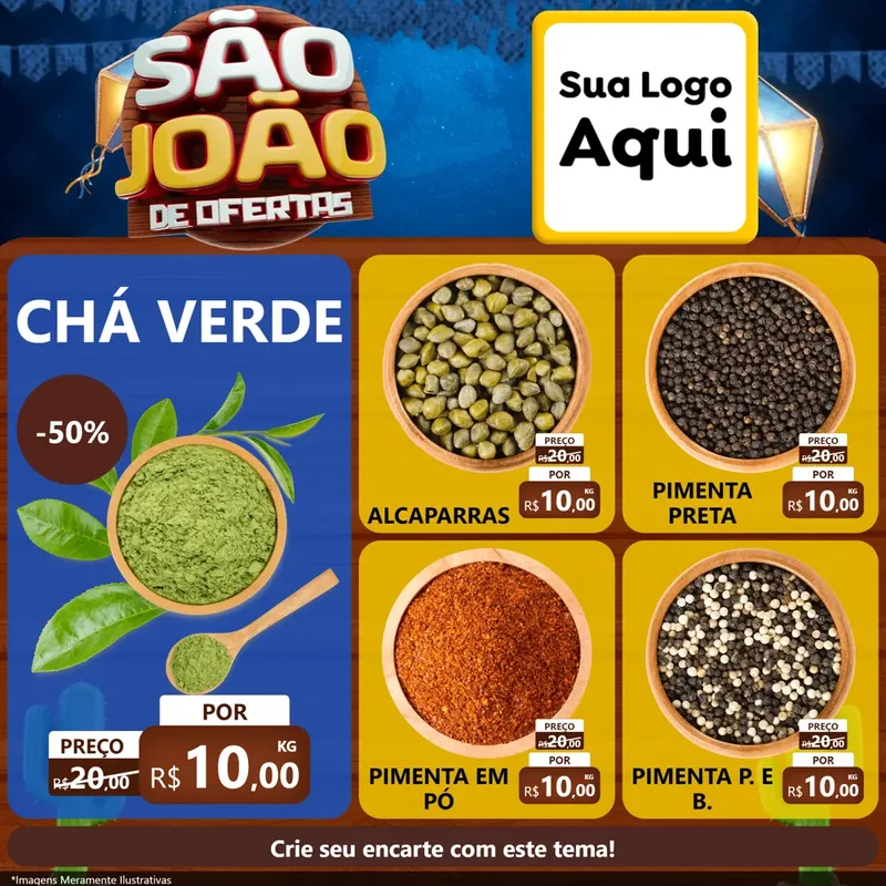 Modelo de Rede Social para Feed Facebook com o tema São João Ofertas Imbatíveis! - Junina para Produtos Naturais