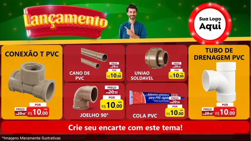 Modelo de TV para TV Horizontal com o tema Lançamento para Tubos e conexões