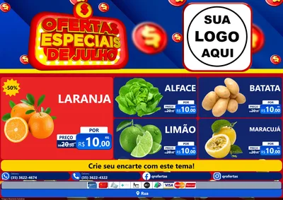 Modelo de Encarte para Encarte A4 Horizontal com o tema Ofertas Especiais de Julho para Hortifrúti
