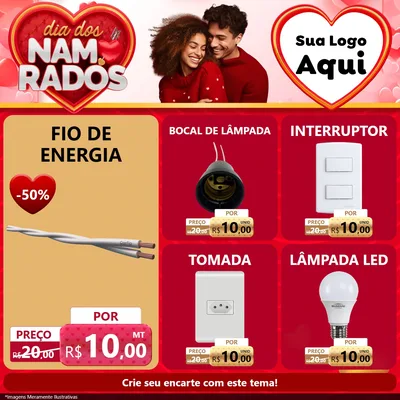 Modelo de Rede Social para Feed Facebook com o tema Dia dos Namorados para Materiais Elétricos