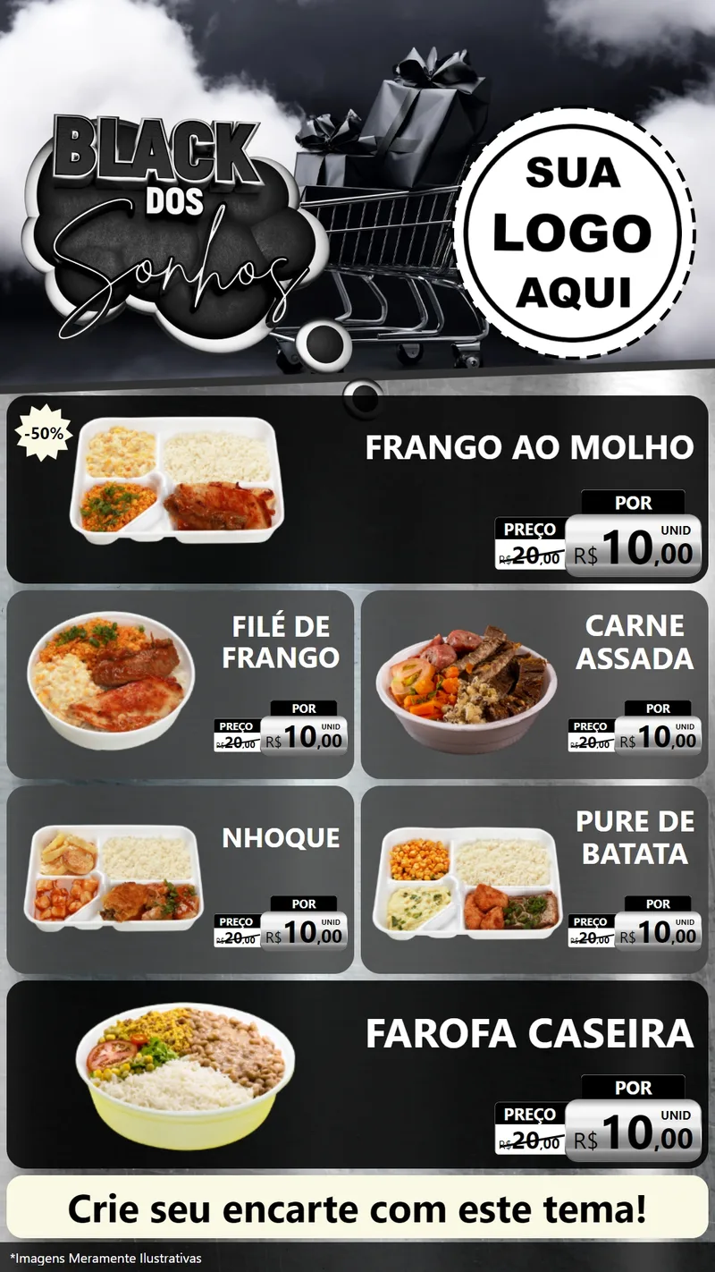 Modelo de TV para TV Vertical com o tema Black dos Sonhos para Restaurante