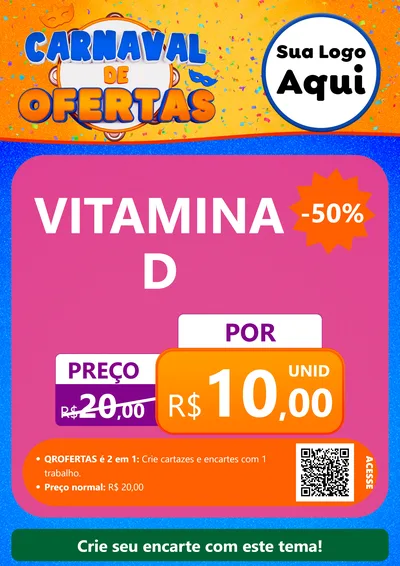 Modelo de Cartaz para Cartaz A4 Vertical com o tema Carnaval de Ofertas para Farmácia
